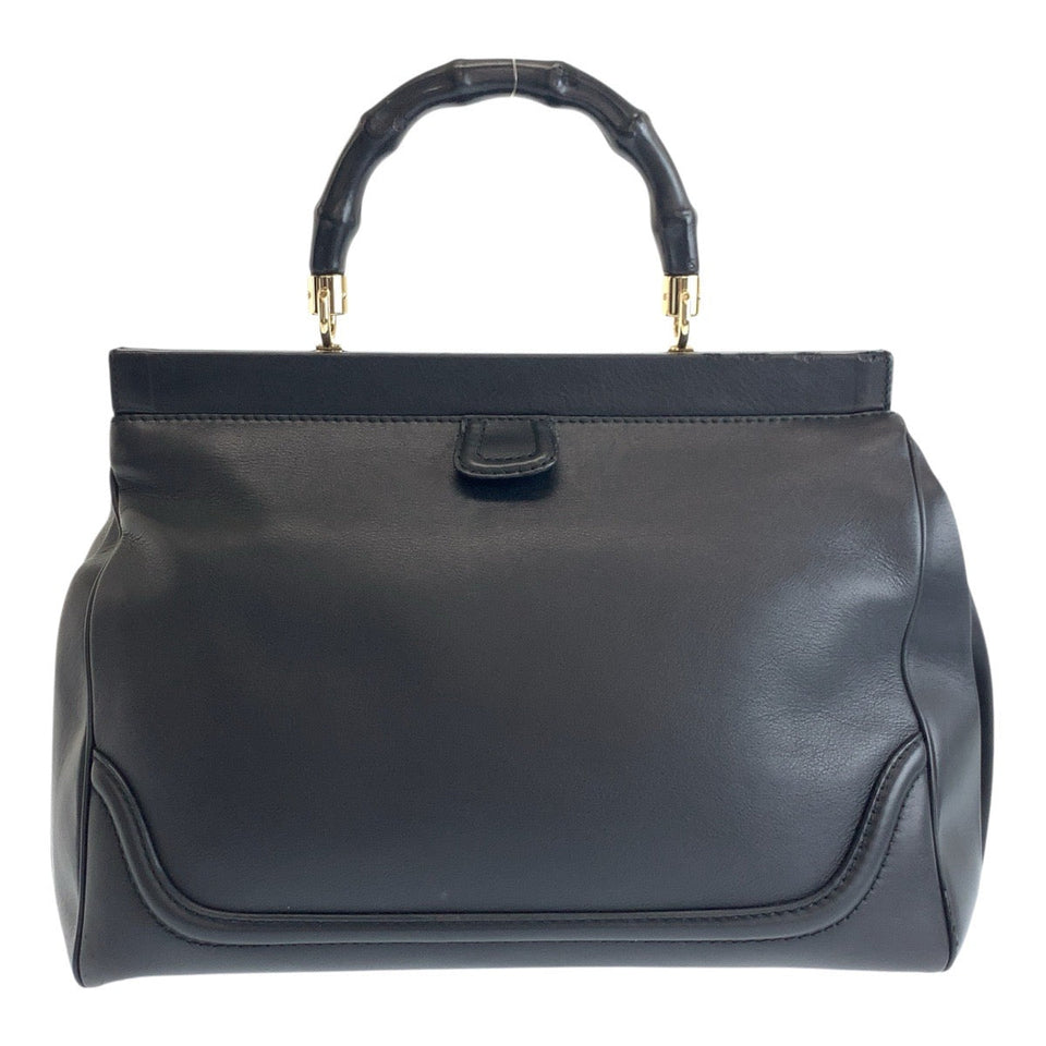 Gucci Handbag 296860 leather Black GoldMetal Bamboo