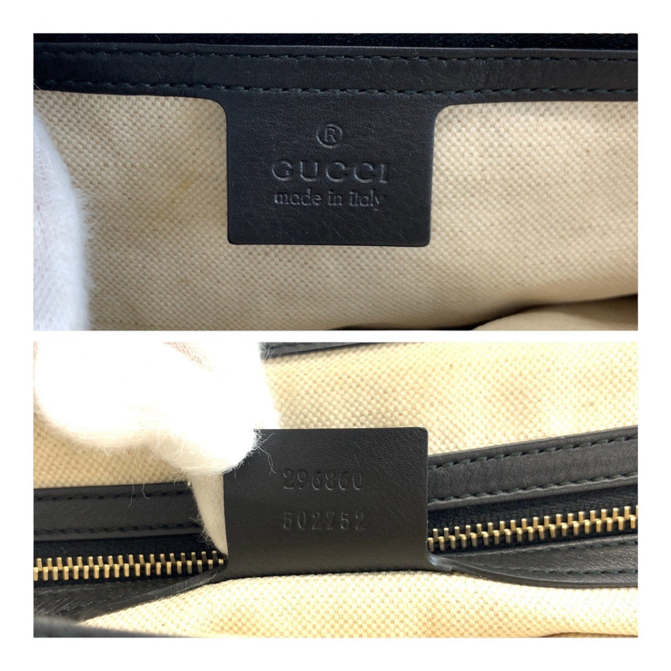 Gucci Handbag 296860 leather Black GoldMetal Bamboo