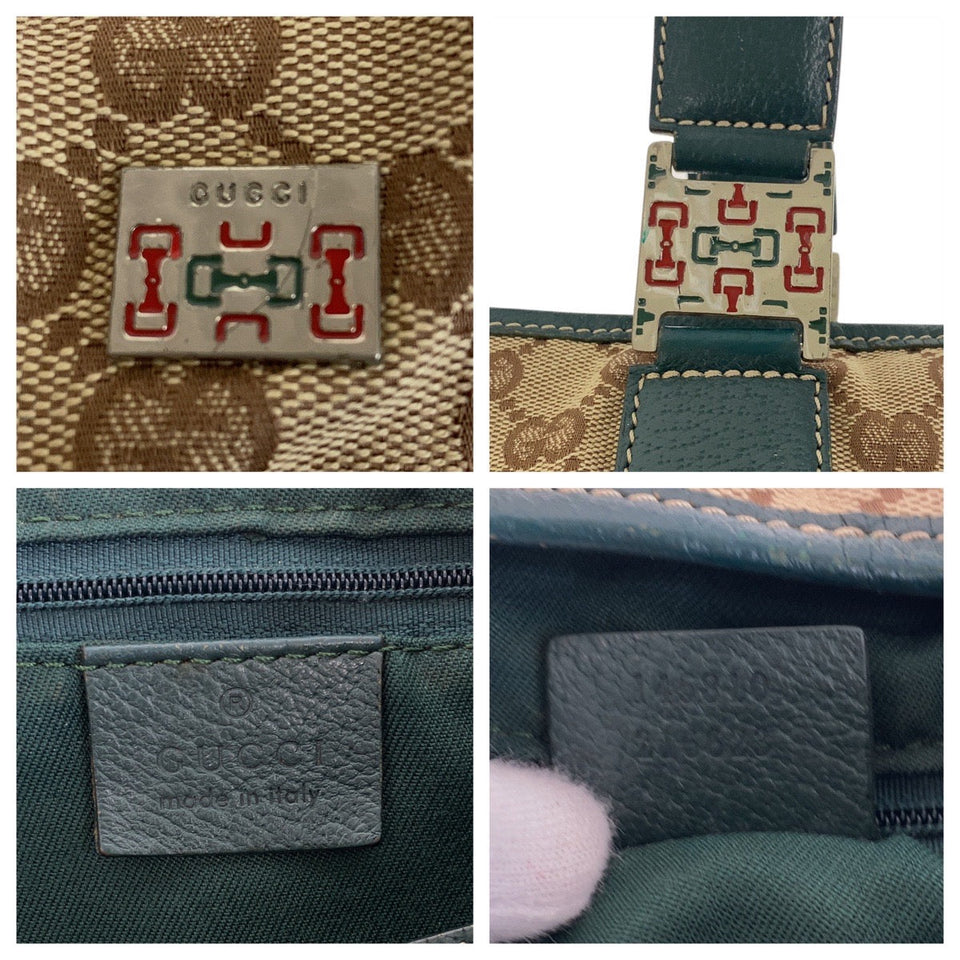 Gucci Tote Bag 145810 GG canvas Beige Green SilverMetal Sherry line