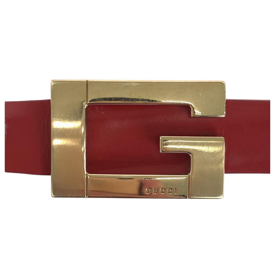 Gucci belt 037 1766 1429 leather Red G buckle