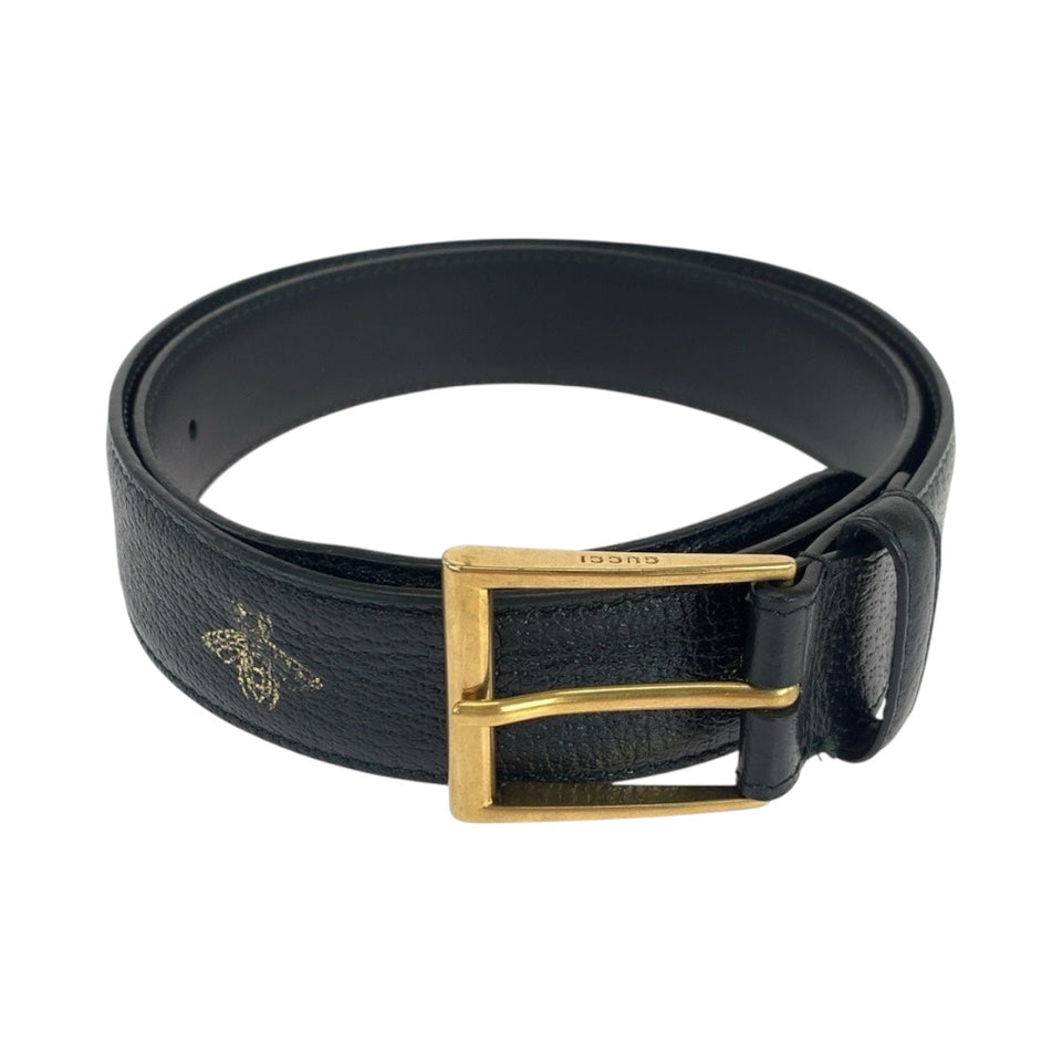 Gucci belt 495125 leather black Bee Star