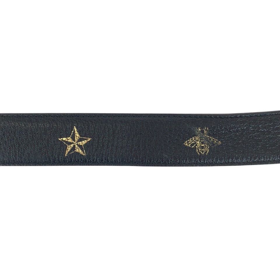Gucci belt 495125 leather black Bee Star