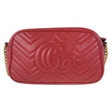 Gucci Shoulder Bag 447632 leather Red Gold Metal GG Marmont