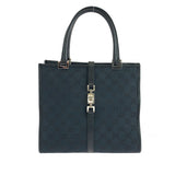 Gucci Tote Bag 002 1065 GG canvas Black SilverMetal Jackie