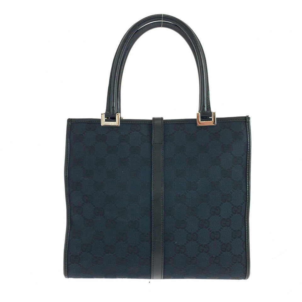 Gucci Tote Bag 002 1065 GG canvas Black SilverMetal Jackie