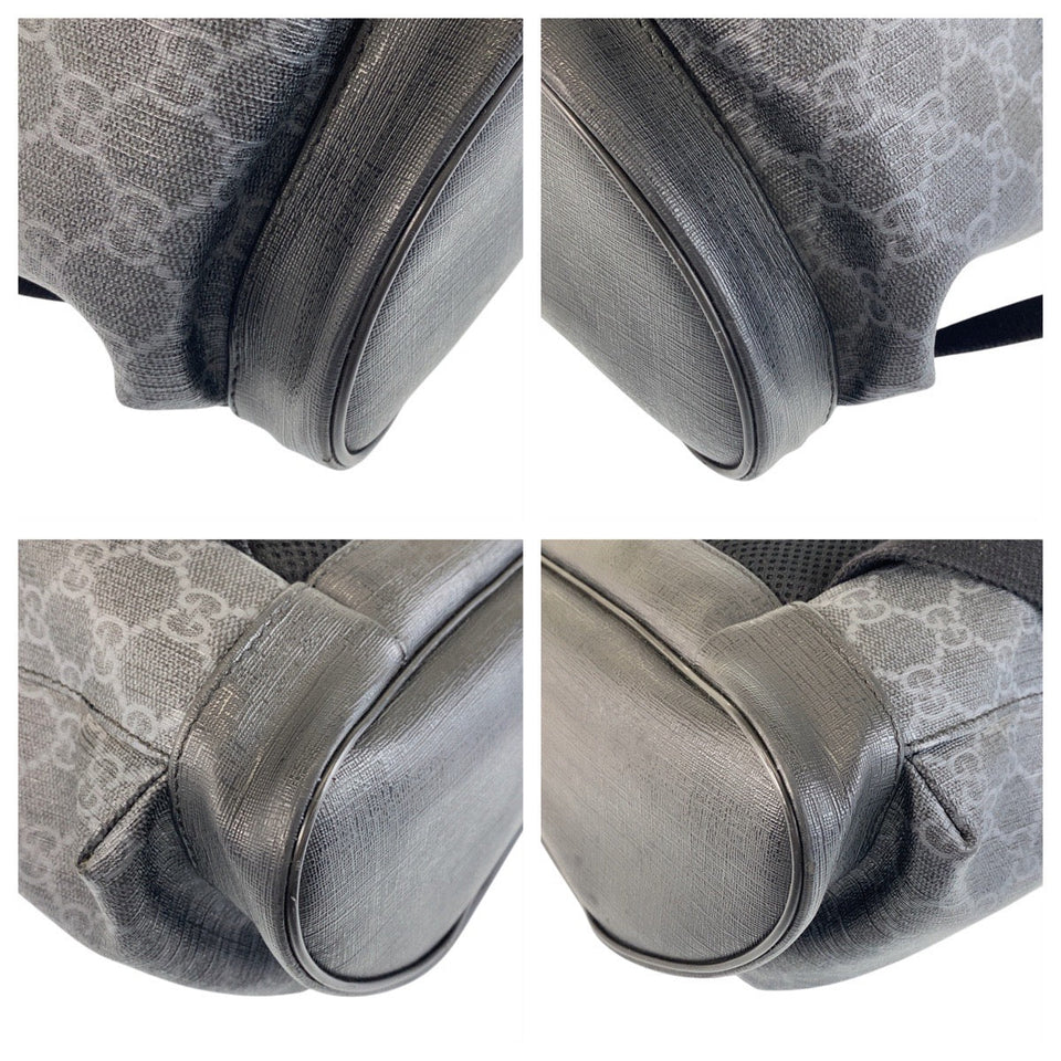 Gucci Backpack 495563 GG Supreme Canvas Black Silver Metal Sherry line