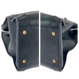 Gucci Tote Bag 655658 leather Black Gold Metal Bamboo Diana