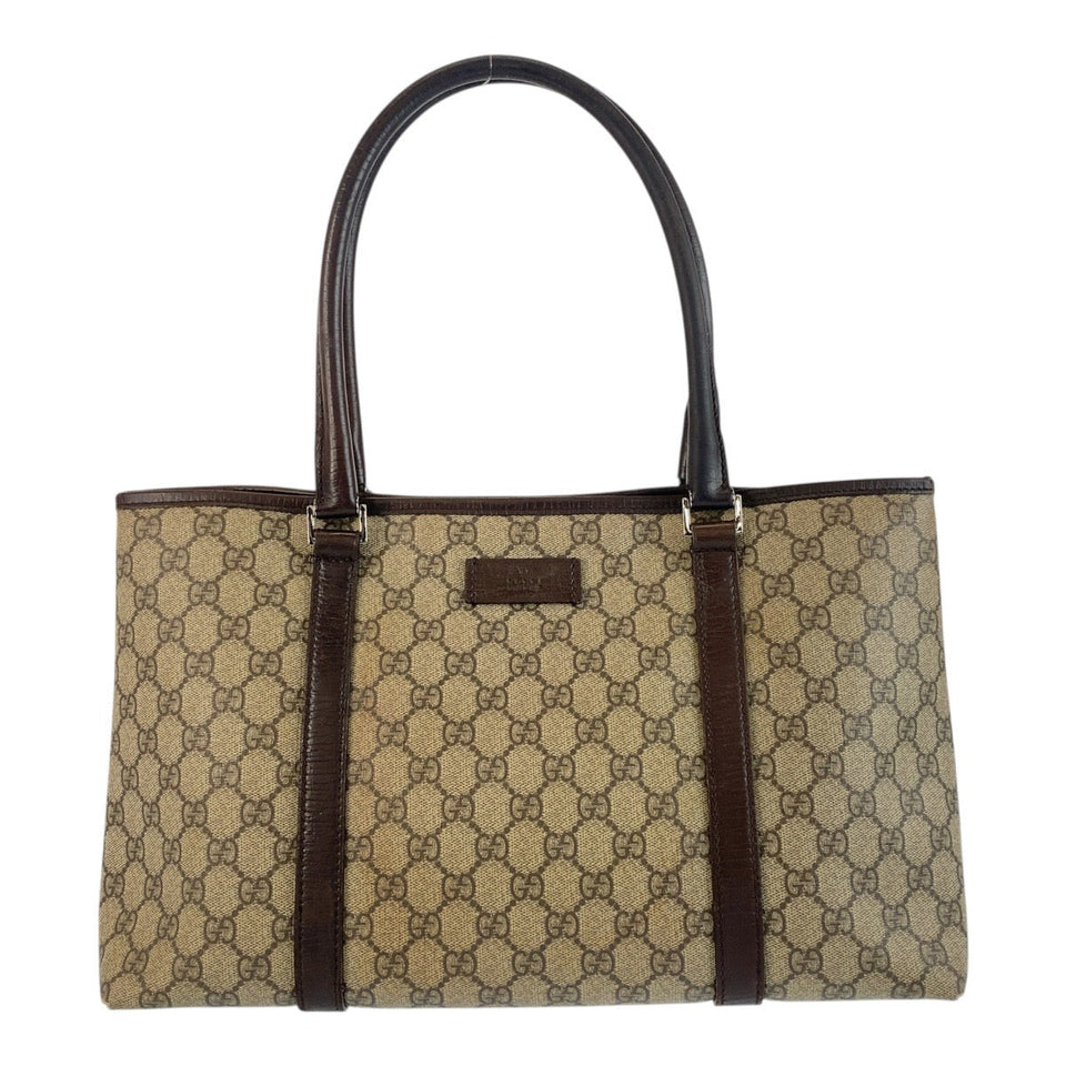 Gucci Tote Bag 114595 GG Supreme Canvas Beige Brown SilverMetal