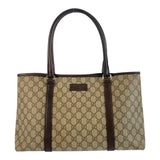 Gucci Tote Bag 114595 GG Supreme Canvas Beige Brown SilverMetal