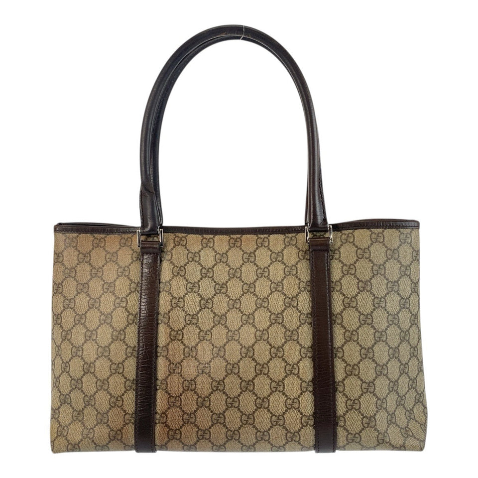 Gucci Tote Bag 114595 GG Supreme Canvas Beige Brown SilverMetal