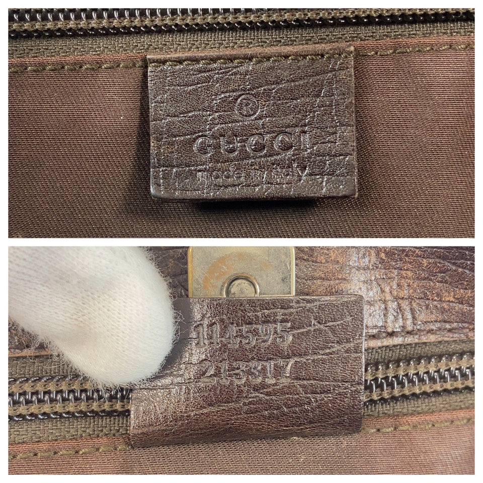 Gucci Tote Bag 114595 GG Supreme Canvas Beige Brown SilverMetal