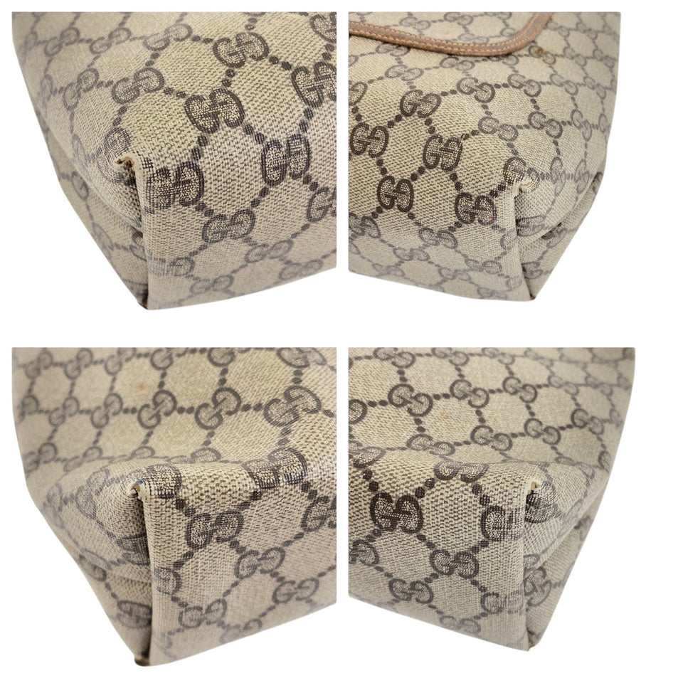 Gucci Tote Bag 378 02 003 GG Supreme Canvas Beige Multicolor Gold Metal Old Gucci Shelly Line