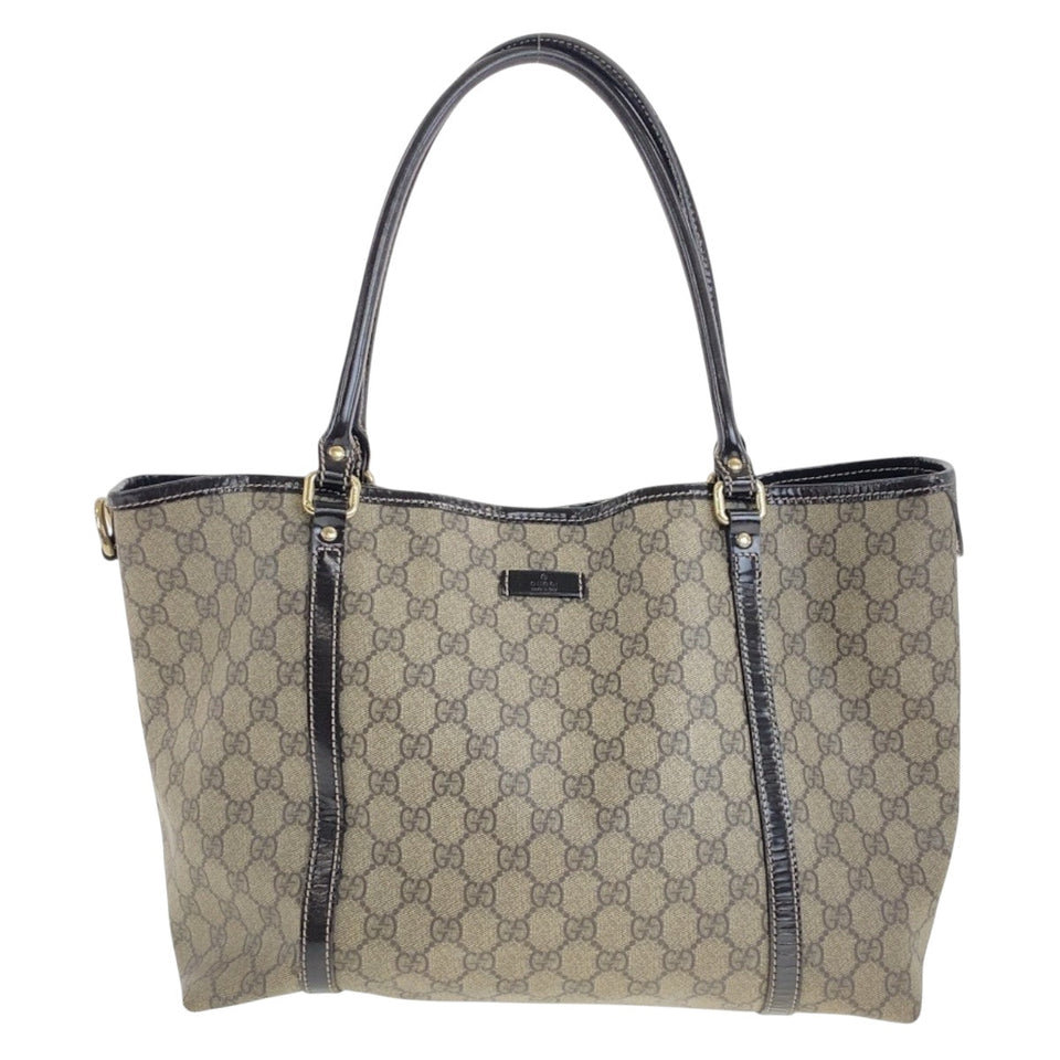 Gucci Tote Bag 197953 GG Supreme Canvas Beige Brown Gold Metal