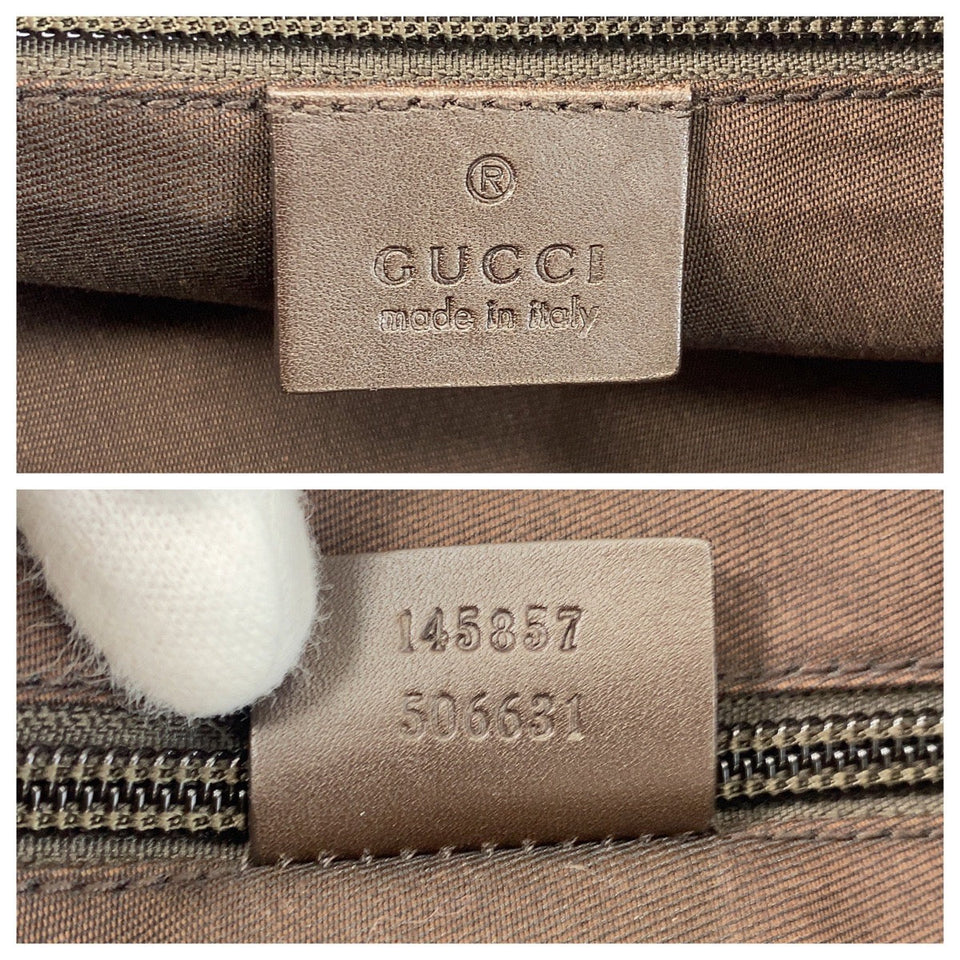 Gucci Shoulder Bag 145857 GG canvas Beige Brown SilverMetal