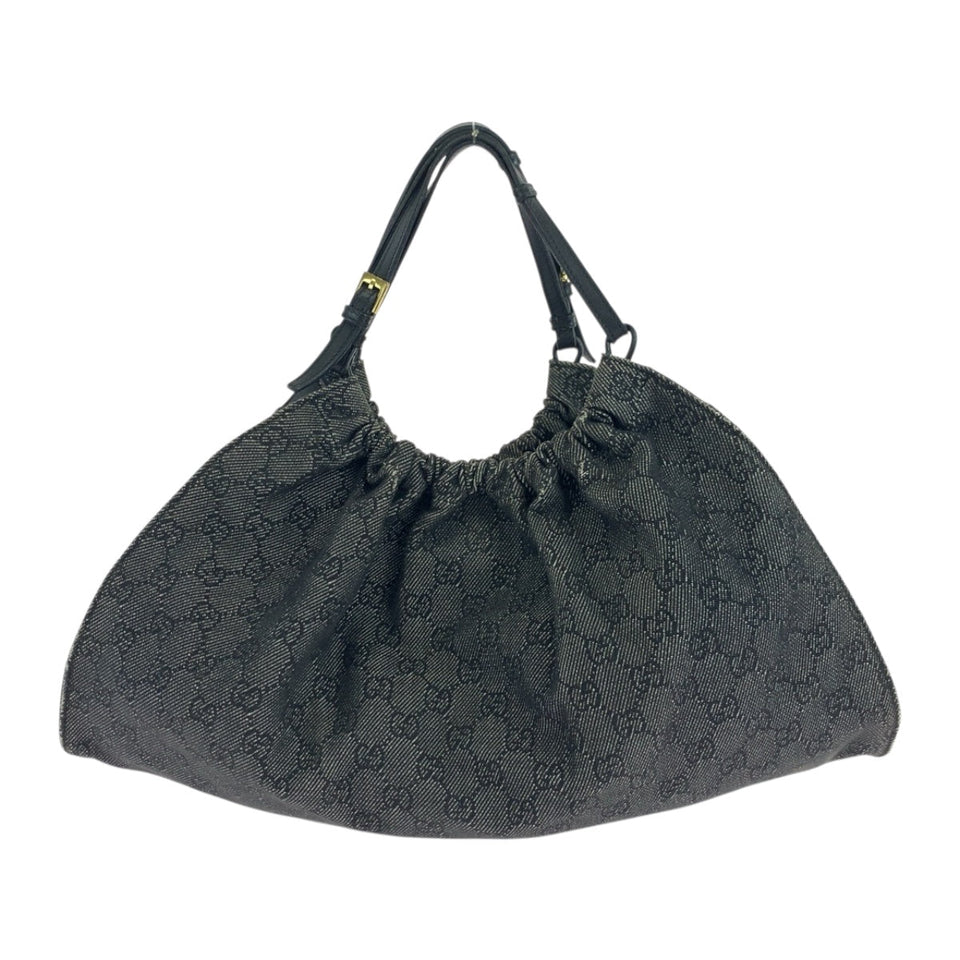 Gucci Handbag 76554 GG canvas Grey Black Gold Metal