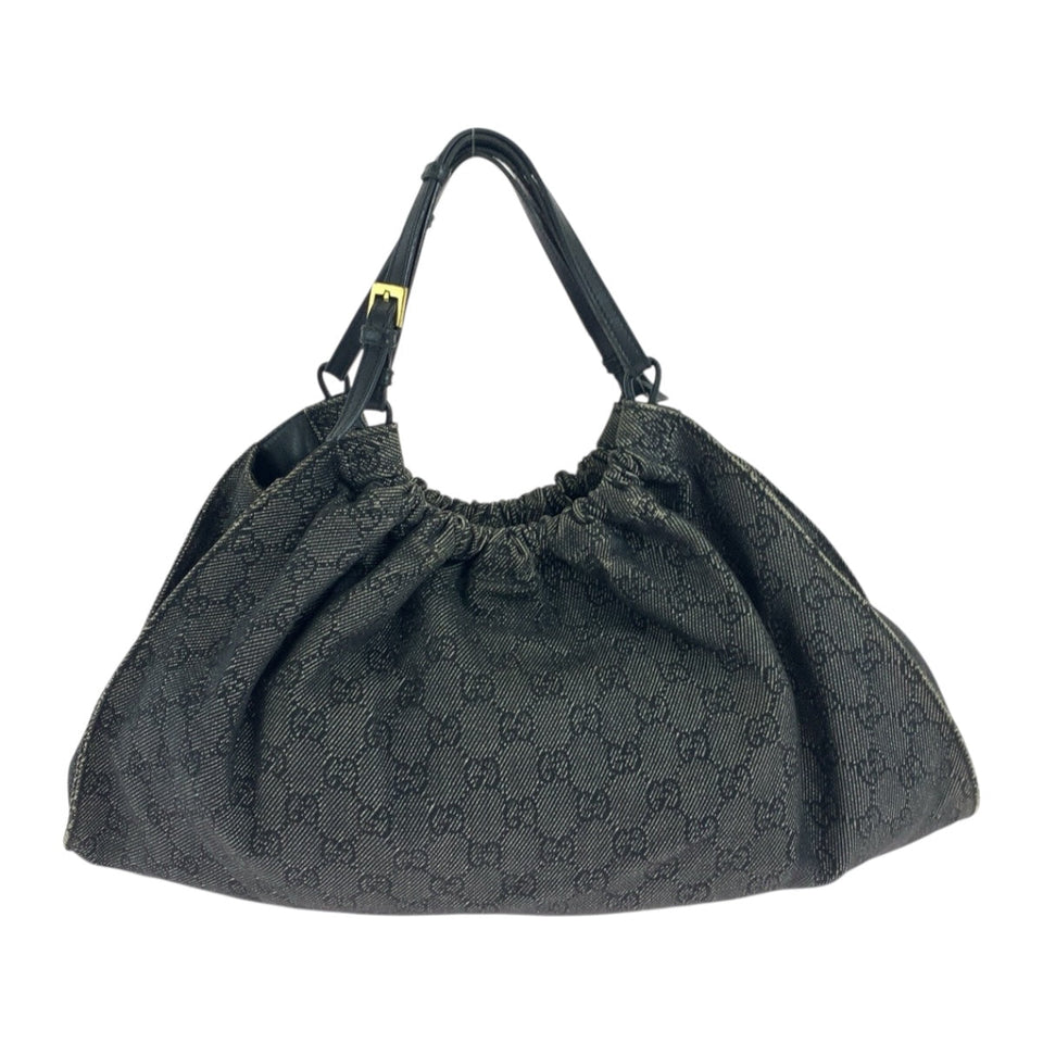 Gucci Handbag 76554 GG canvas Grey Black Gold Metal