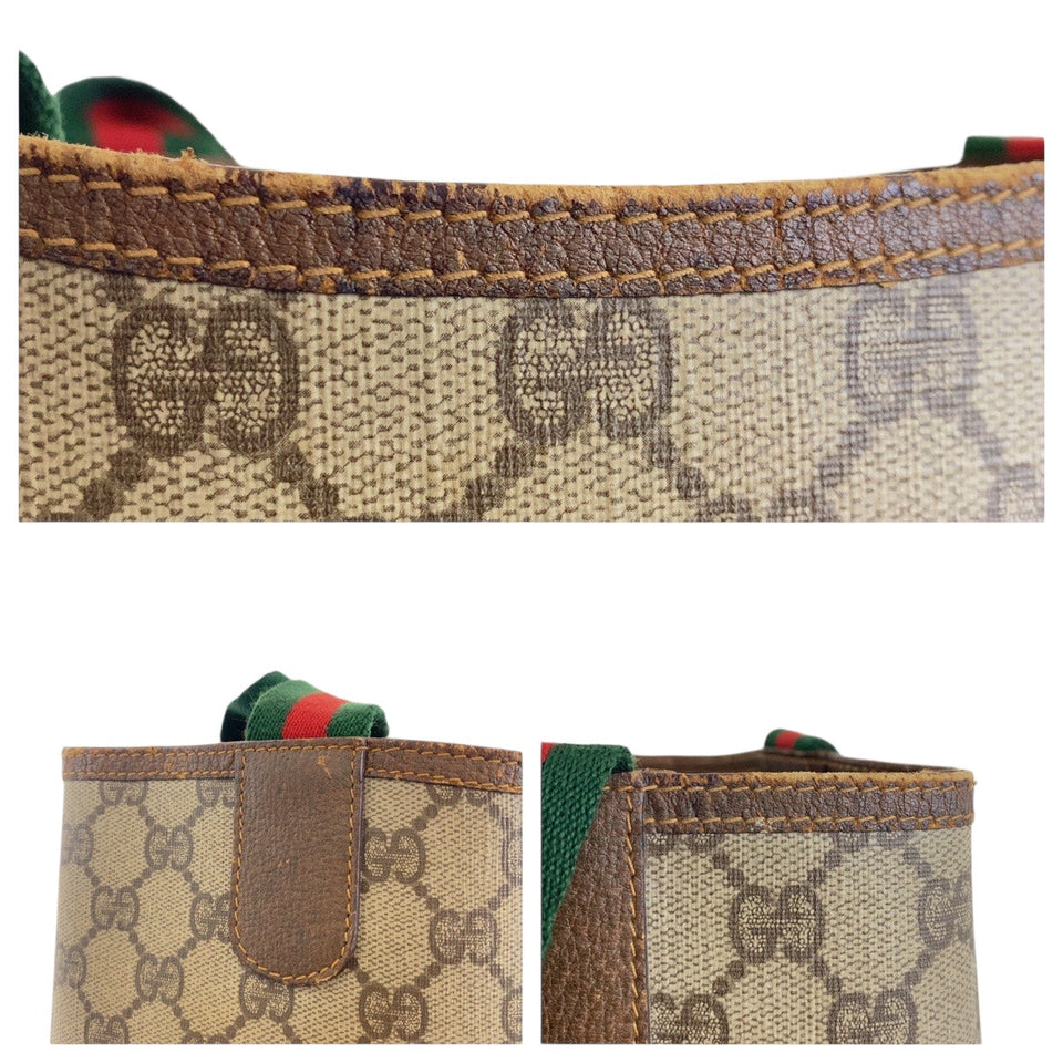Gucci Tote Bag 002 58 6487 GG Supreme Canvas Beige Multicolor Gold Metal Old Gucci Shelly Line