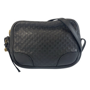 Gucci Shoulder Bag 449418 leather Black GoldMetal Micro Guccissima Interlocking