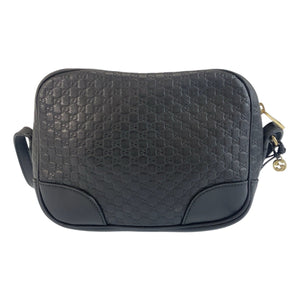 Gucci Shoulder Bag 449418 leather Black GoldMetal Micro Guccissima Interlocking