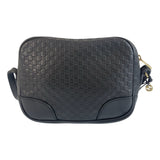 Gucci Shoulder Bag 449418 leather Black GoldMetal Micro Guccissima Interlocking