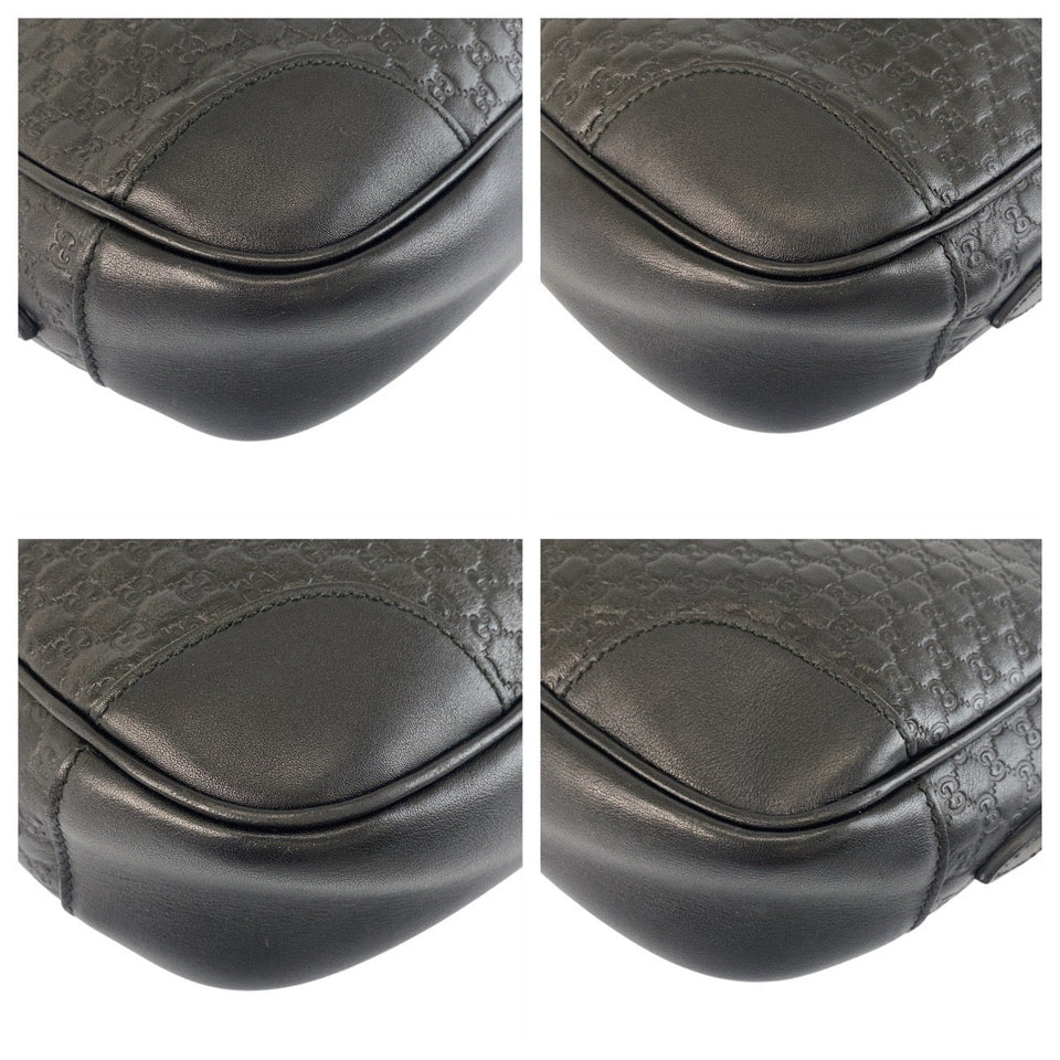 Gucci Shoulder Bag 449418 leather Black GoldMetal Micro Guccissima Interlocking