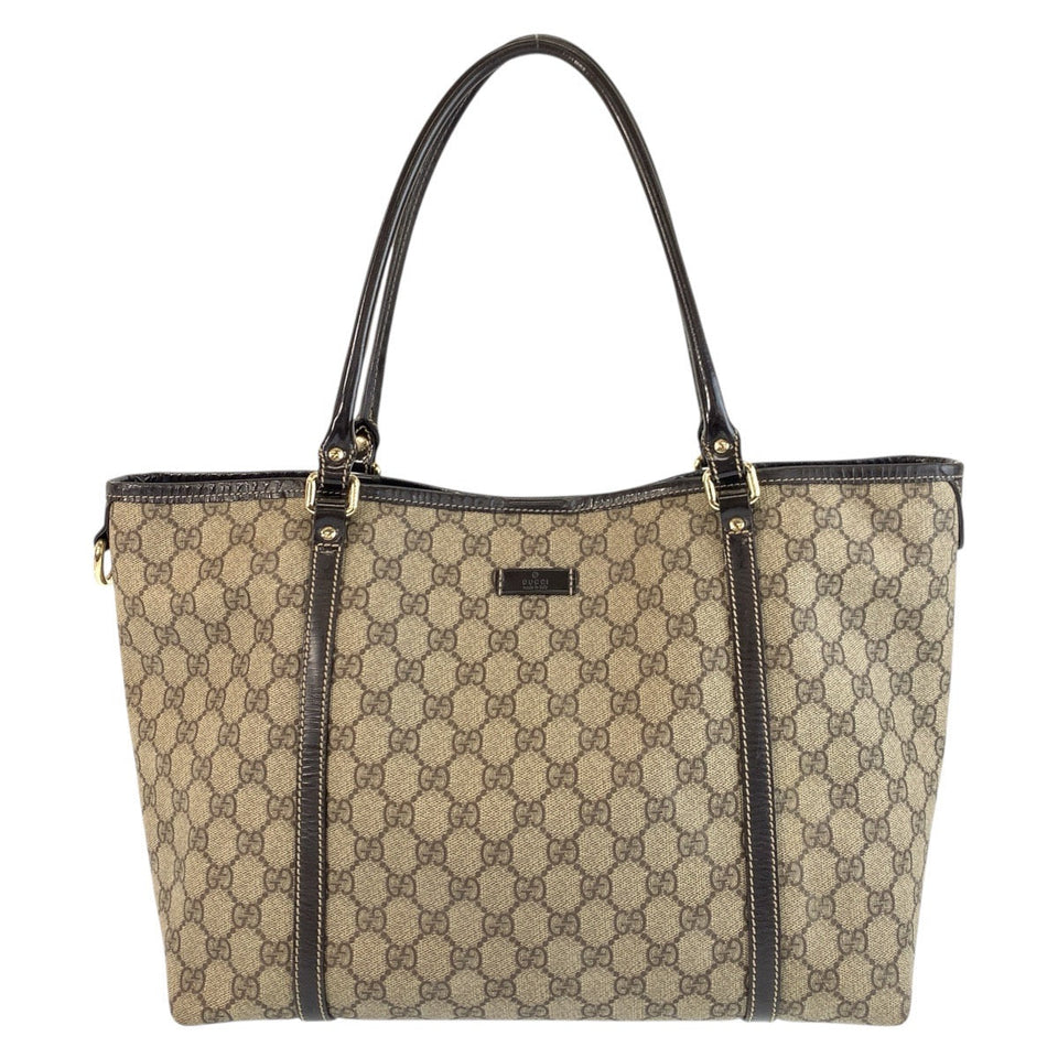 Gucci Tote Bag 197953 GG Supreme Canvas Brown Gold Metal