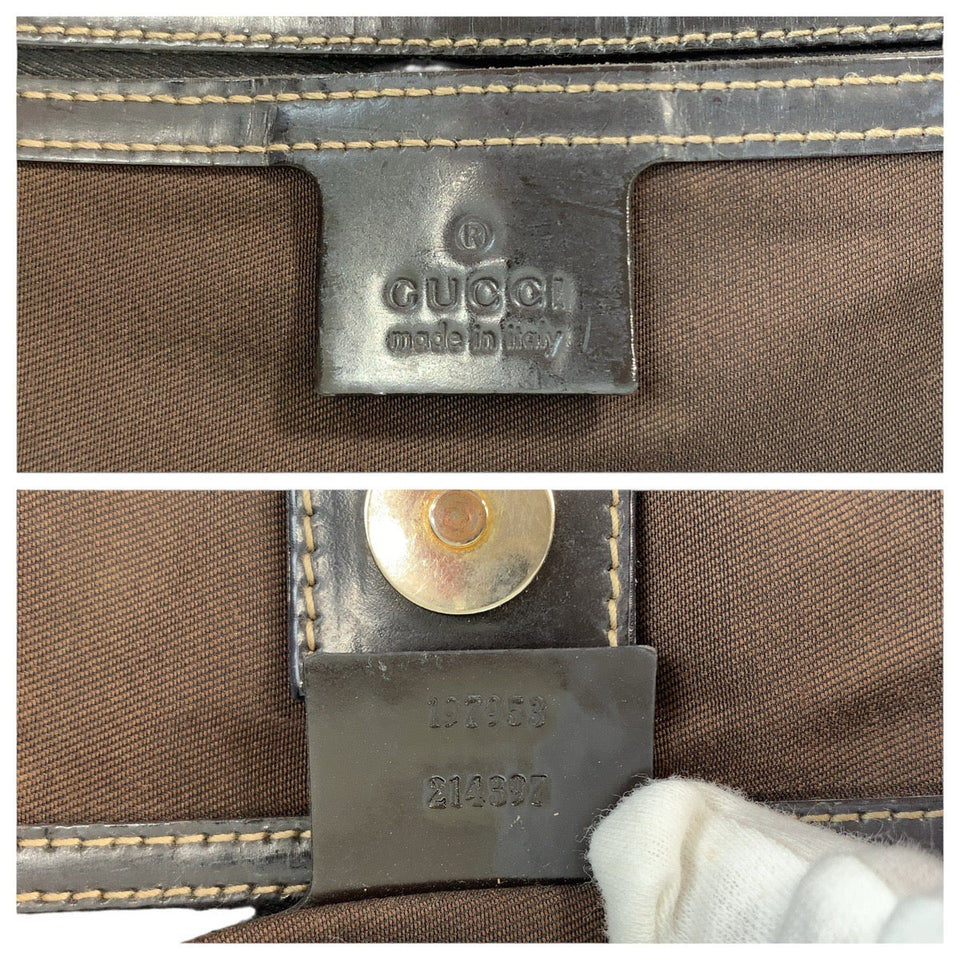 Gucci Tote Bag 197953 GG Supreme Canvas Brown Gold Metal