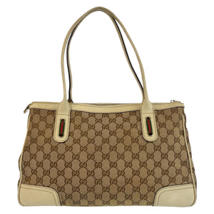 Gucci Tote Bag 177052 GG canvas Beige Ivory Gold Metal Prince Shelley Line