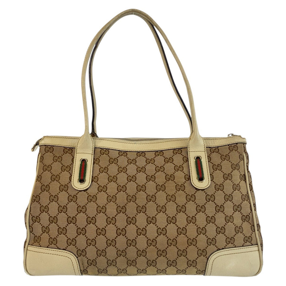 Gucci Tote Bag 177052 GG canvas Beige Ivory Gold Metal Prince Shelley Line