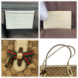 Gucci Tote Bag 177052 GG canvas Beige Ivory Gold Metal Prince Shelley Line