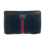 Gucci Clutch bag Suede Navy Red Blue Old Gucci Shelly Line