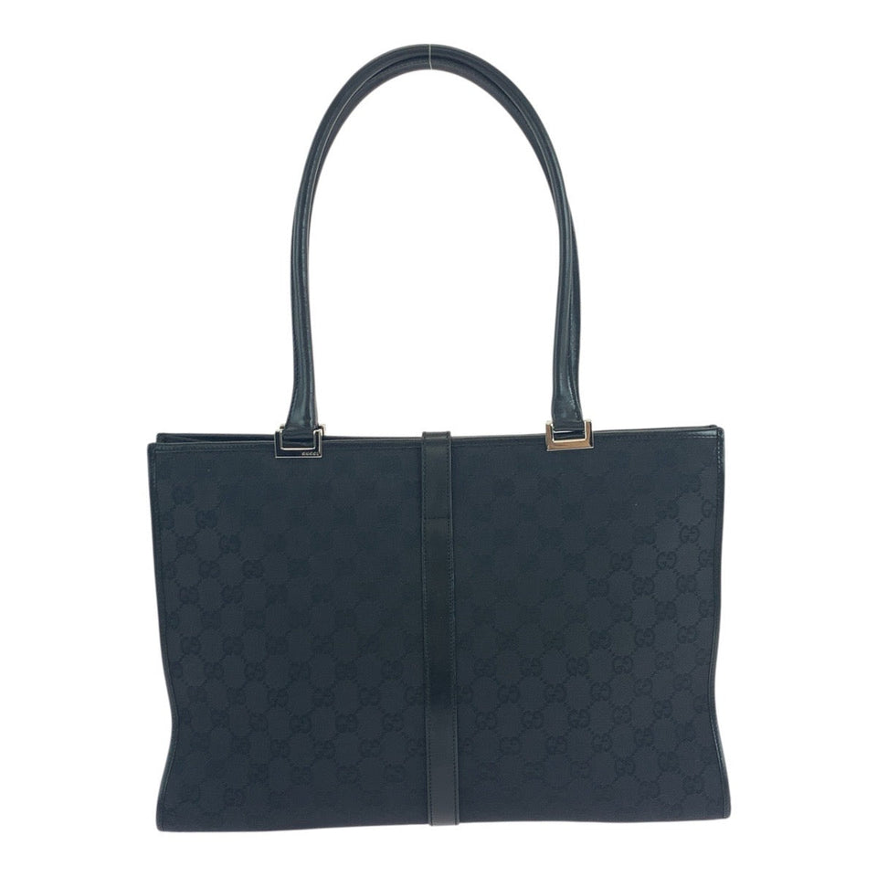 Gucci Tote Bag 002 1074 GG canvas Black SilverMetal Jackie