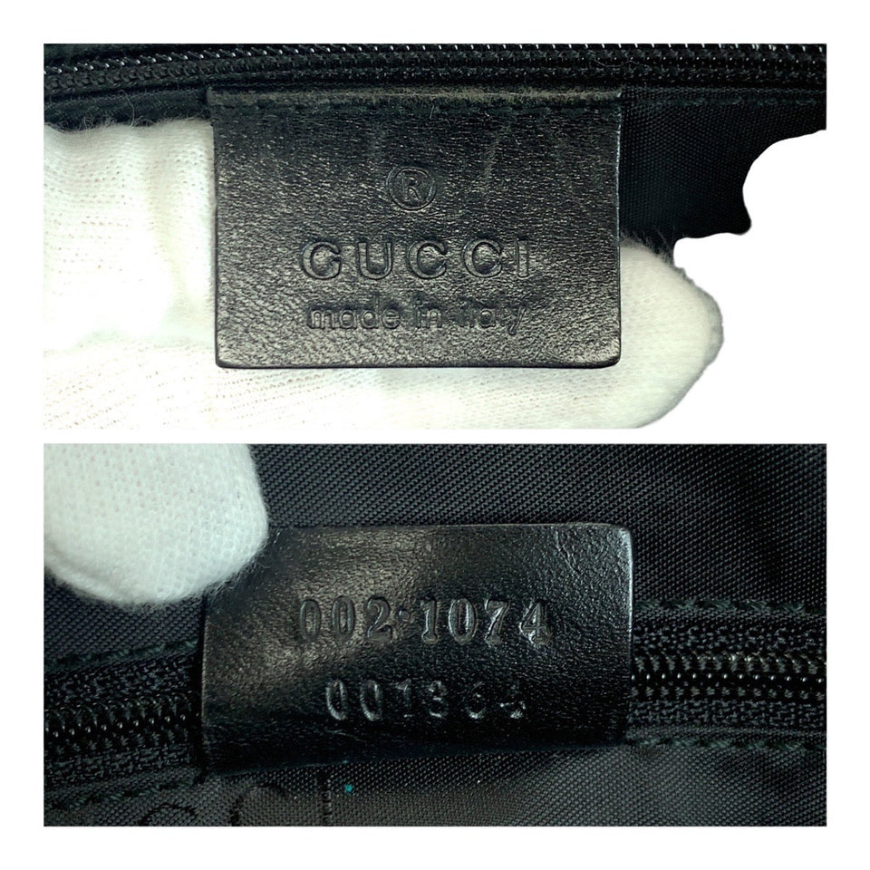 Gucci Tote Bag 002 1074 GG canvas Black SilverMetal Jackie