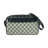 Gucci Shoulder Bag 001 067 1282 0 GG Supreme Canvas Gray Navy Gold Metal