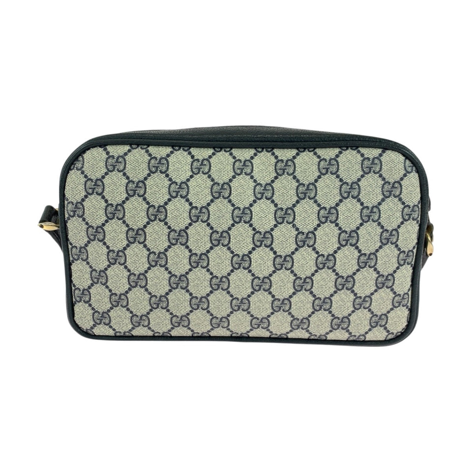 Gucci Shoulder Bag 001 067 1282 0 GG Supreme Canvas Gray Navy Gold Metal