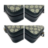 Gucci Shoulder Bag 001 067 1282 0 GG Supreme Canvas Gray Navy Gold Metal