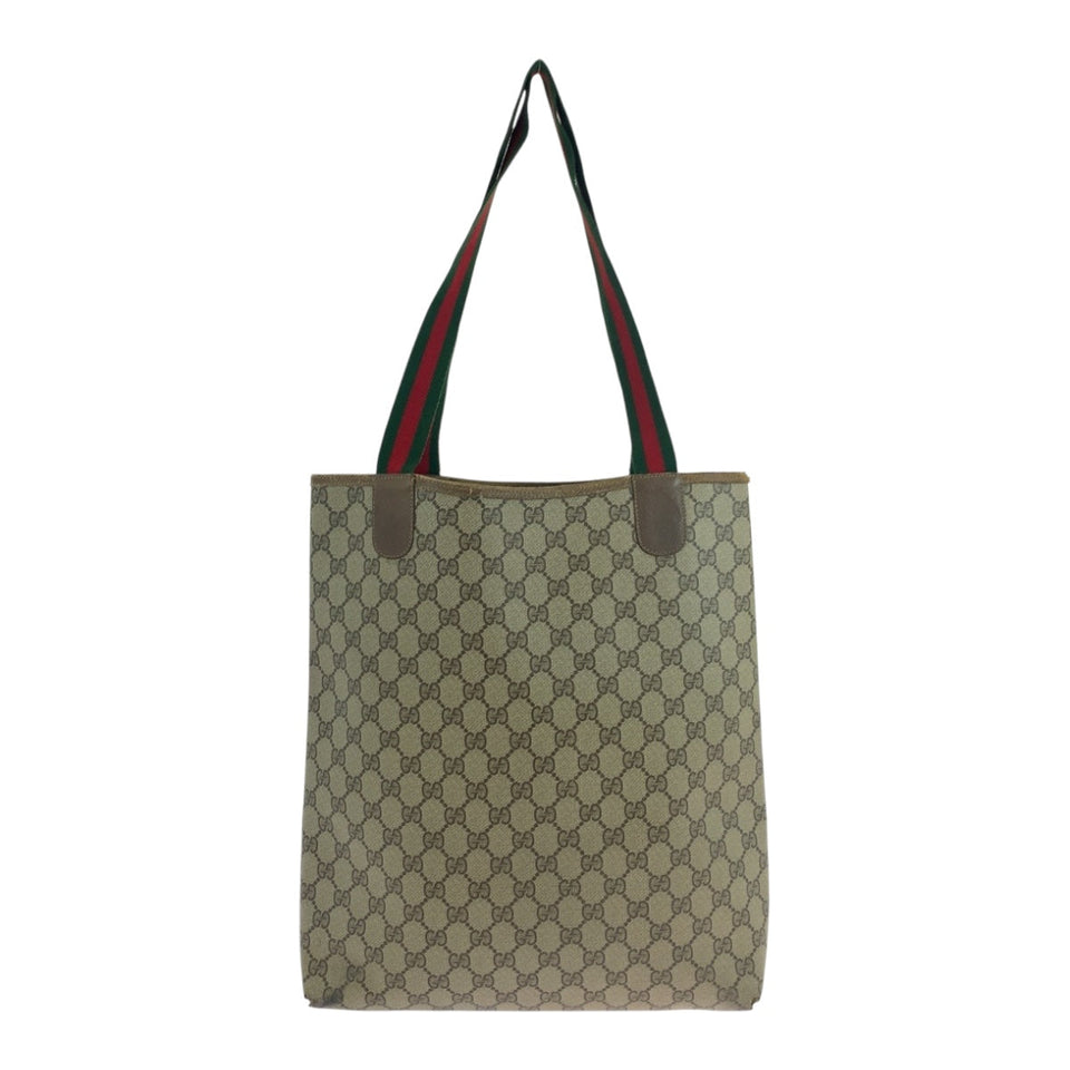 Gucci Tote Bag 39 02 003 GG Supreme Canvas Beige green red Old Gucci Shelly Line
