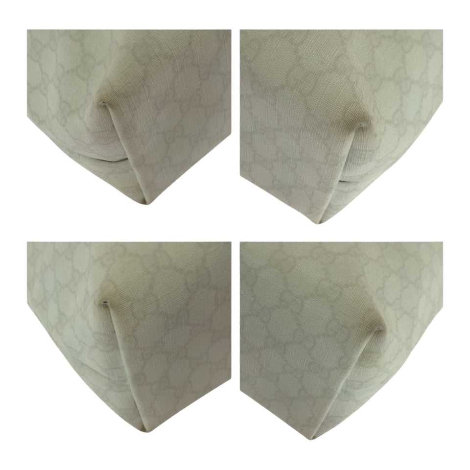 Gucci Tote Bag 189896 GG Supreme Canvas White Gold GoldMetal