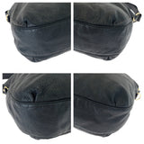 Gucci Shoulder Bag 232931 leather Black Gold Metal Embossed Leather G Wave Hobo