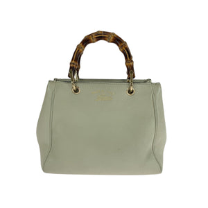Gucci Handbag 368823 leather Ivory Brown Gold Metal Bamboo