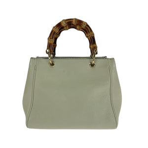 Gucci Handbag 368823 leather Ivory Brown Gold Metal Bamboo