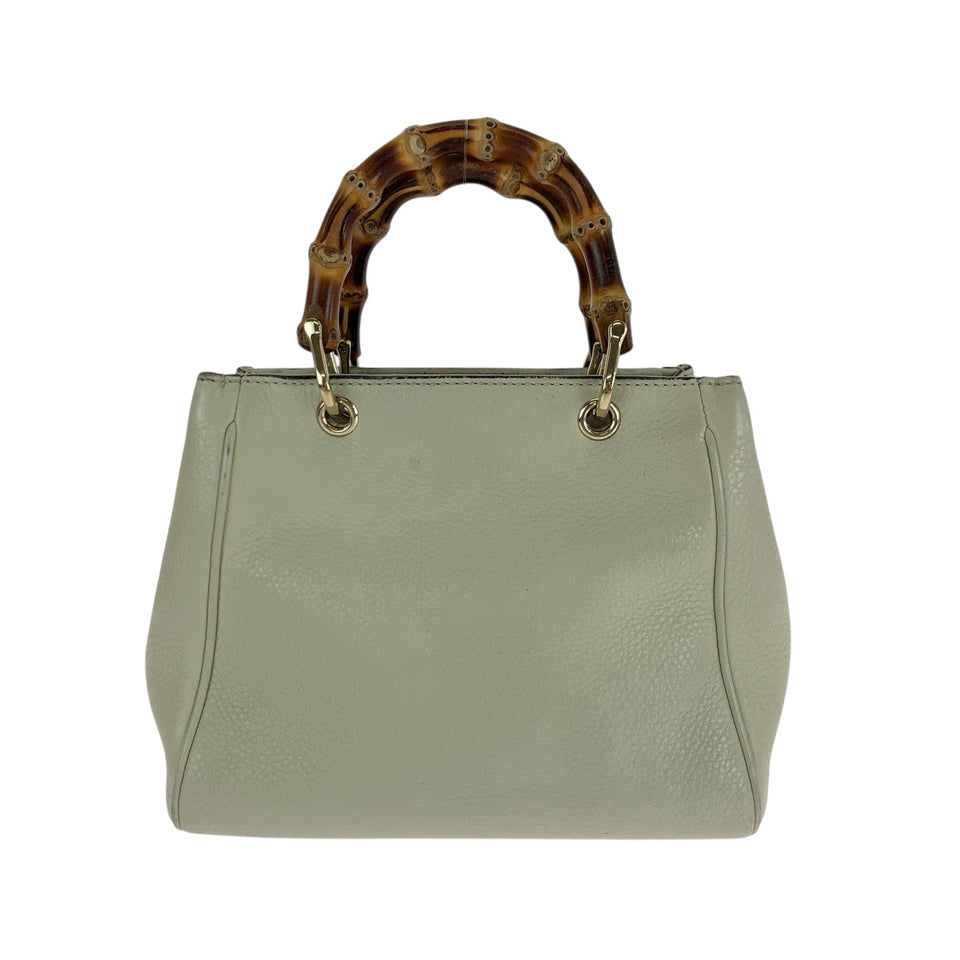Gucci Handbag 368823 leather Ivory Brown Gold Metal Bamboo
