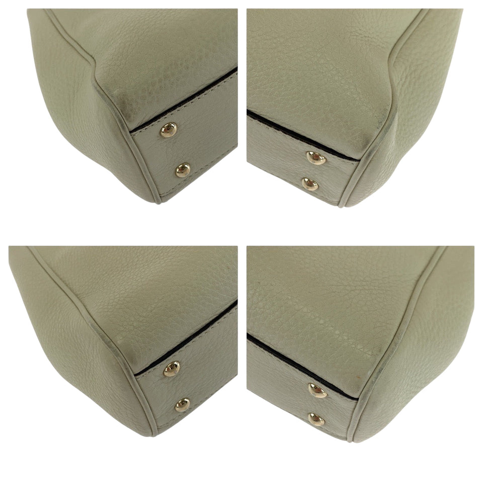 Gucci Handbag 368823 leather Ivory Brown Gold Metal Bamboo