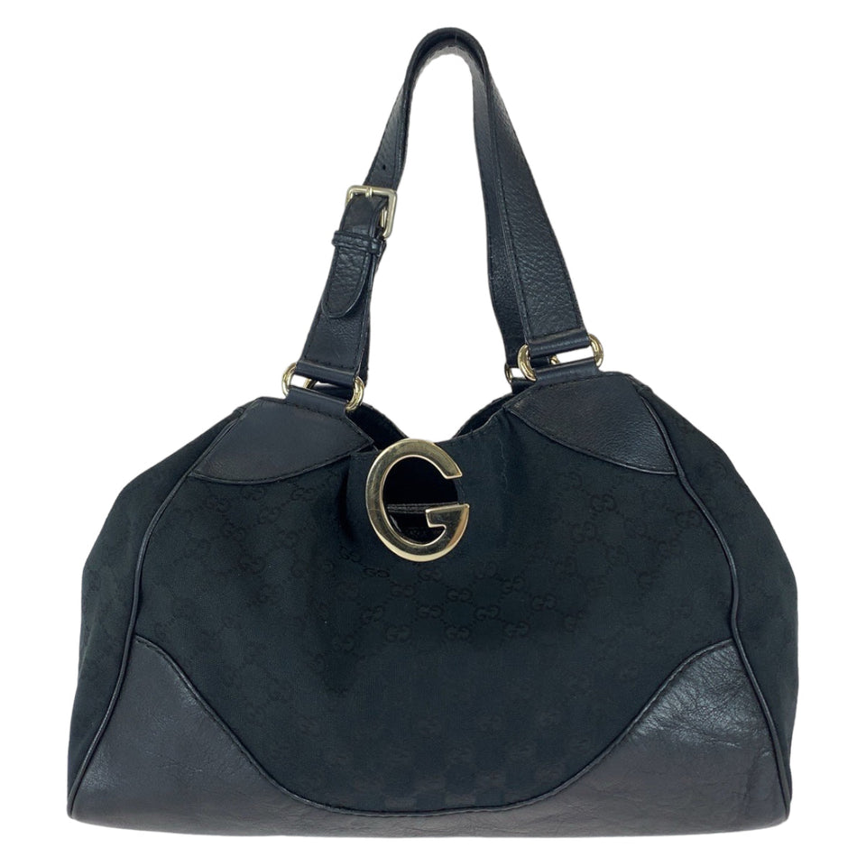 Gucci Tote Bag 223972 GG canvas Black Silver Metal