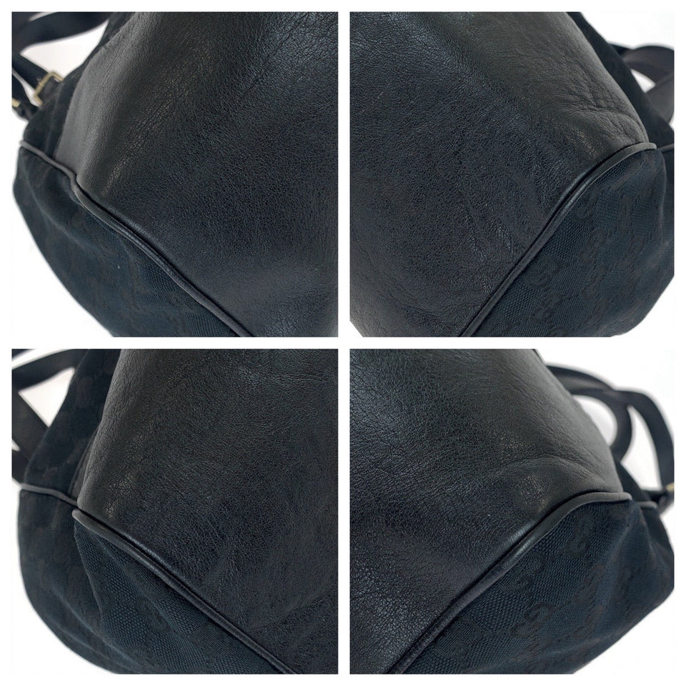 Gucci Tote Bag 223972 GG canvas Black Silver Metal
