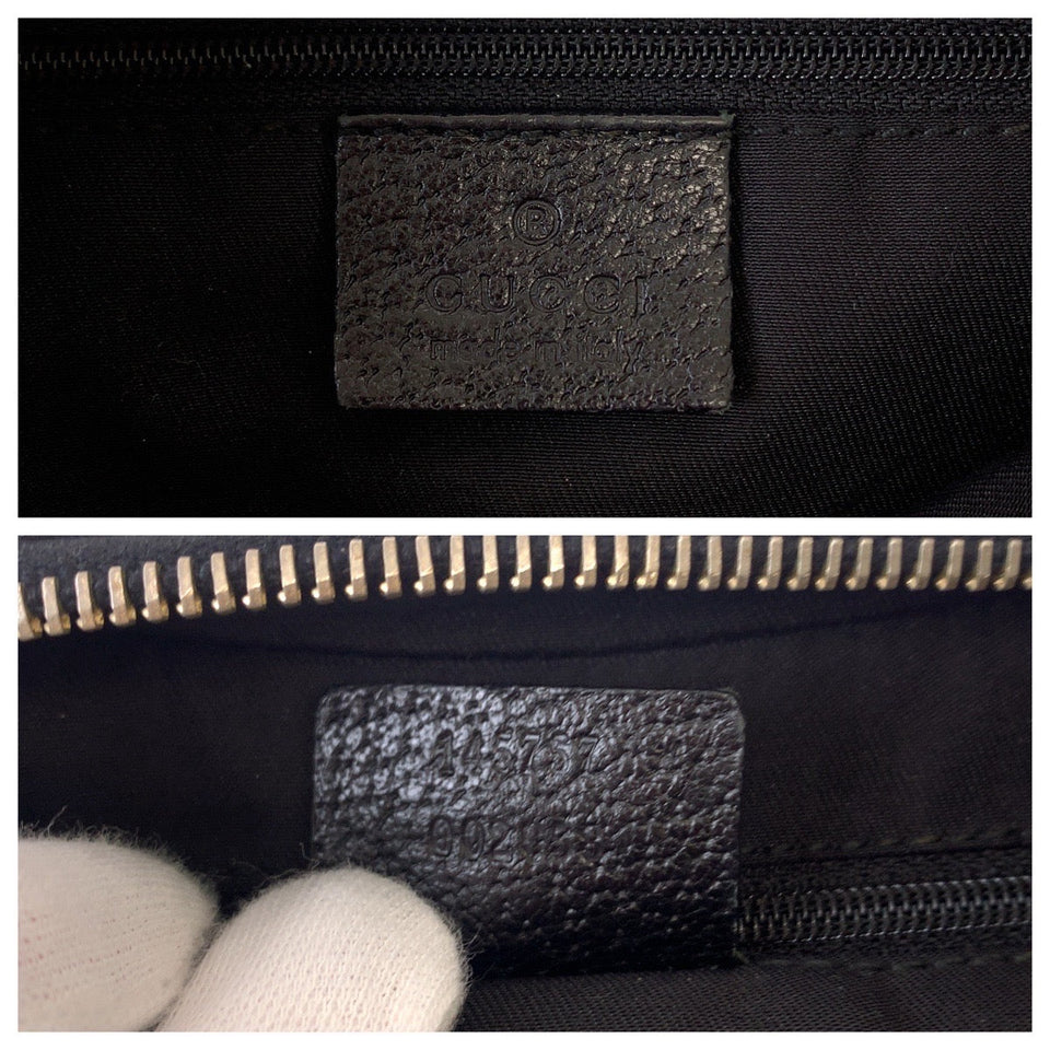 Gucci Shoulder Bag 145757 GG canvas Black SilverMetal Hobo