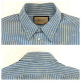 Gucci Long sleeve shirt 625888 ZAFXS cotton Light blue white Gucci Lido Interlocking GG stripe 42