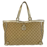 Gucci Tote Bag 141472 GG canvas Beige Gold Metal Abbey