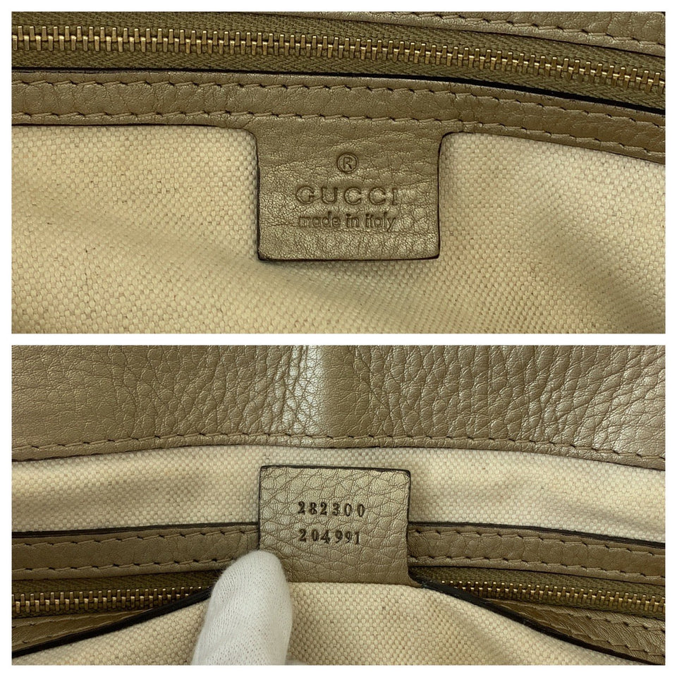 Gucci Tote Bag 282300 GG canvas Brown Gold Metal Bella Bamboo Ribbon tassel