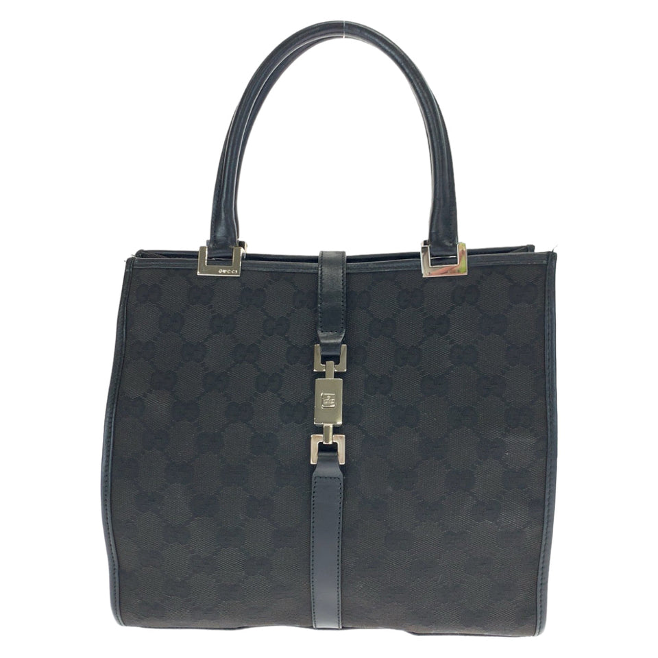 Gucci Tote Bag 002 1065 GG canvas Black SilverMetal Jackie